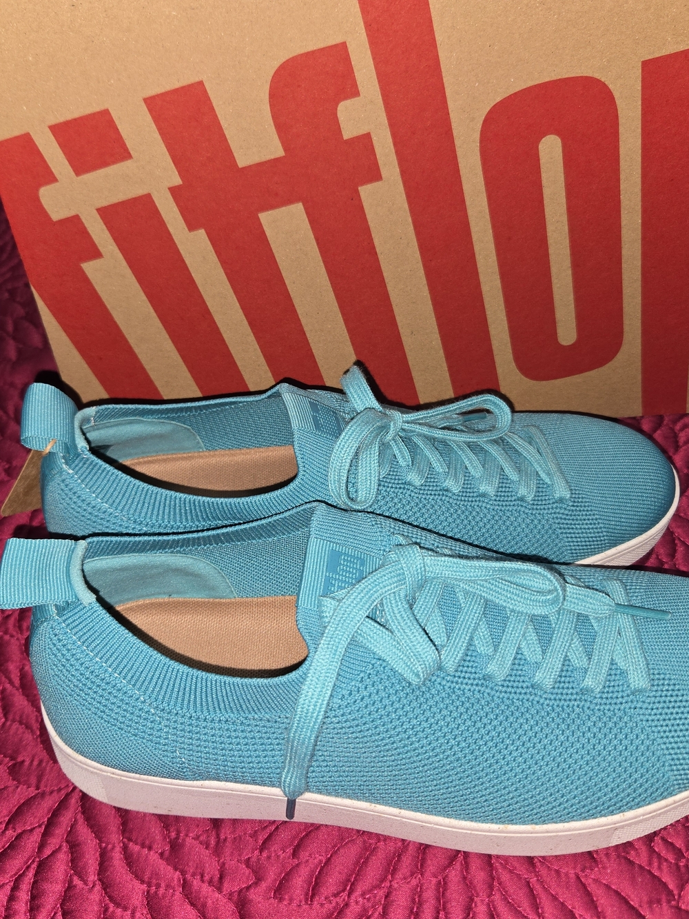 FitFlop Women's Turquoise Knit Lace-Up Size 8 Sneakers
